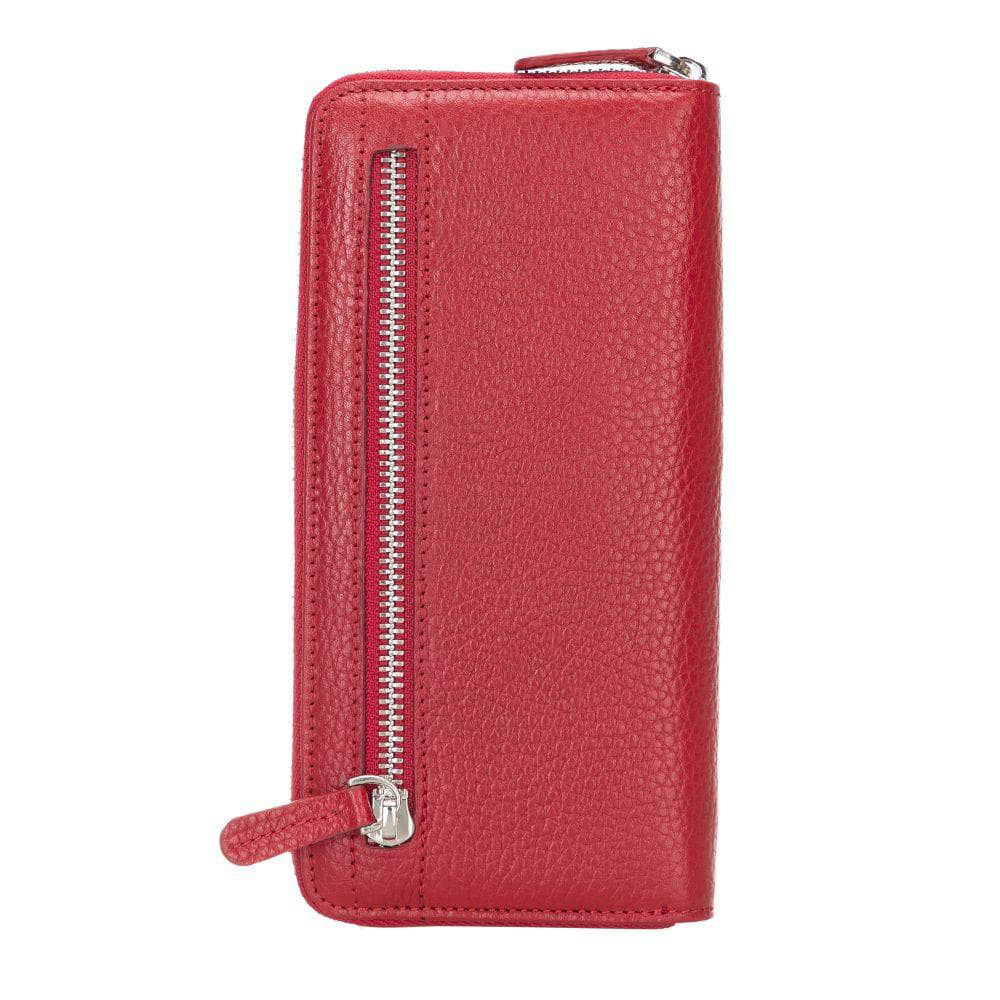 Tiago Women's Leather Zipper Wallet - RED - saracleather