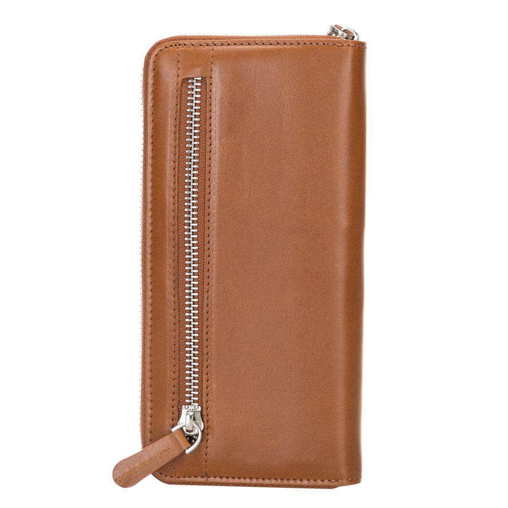 Tiago Women's Leather Zipper Wallet - TAN - saracleather