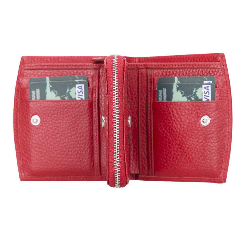 Vero Women's Leather Zipper Wallet - RED - saracleather