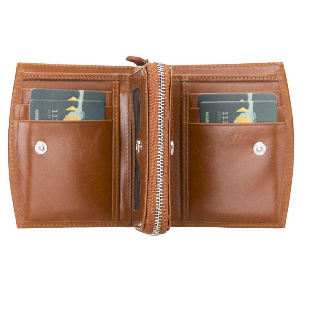 Vero Women's Leather Zipper Wallet - TAN - saracleather