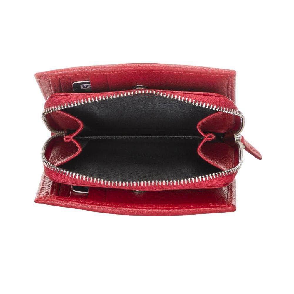 Vero Women's Leather Zipper Wallet - RED - saracleather